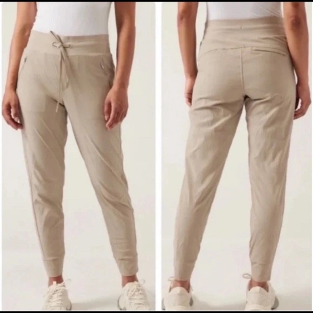 Athleta Trekkie North Jogger Drawstring Tapered Mid Rise Outdoor Light Gray 6